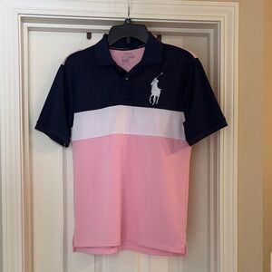 Ralph Lauren Performance Polo in Navy and Pink boys size 14-16